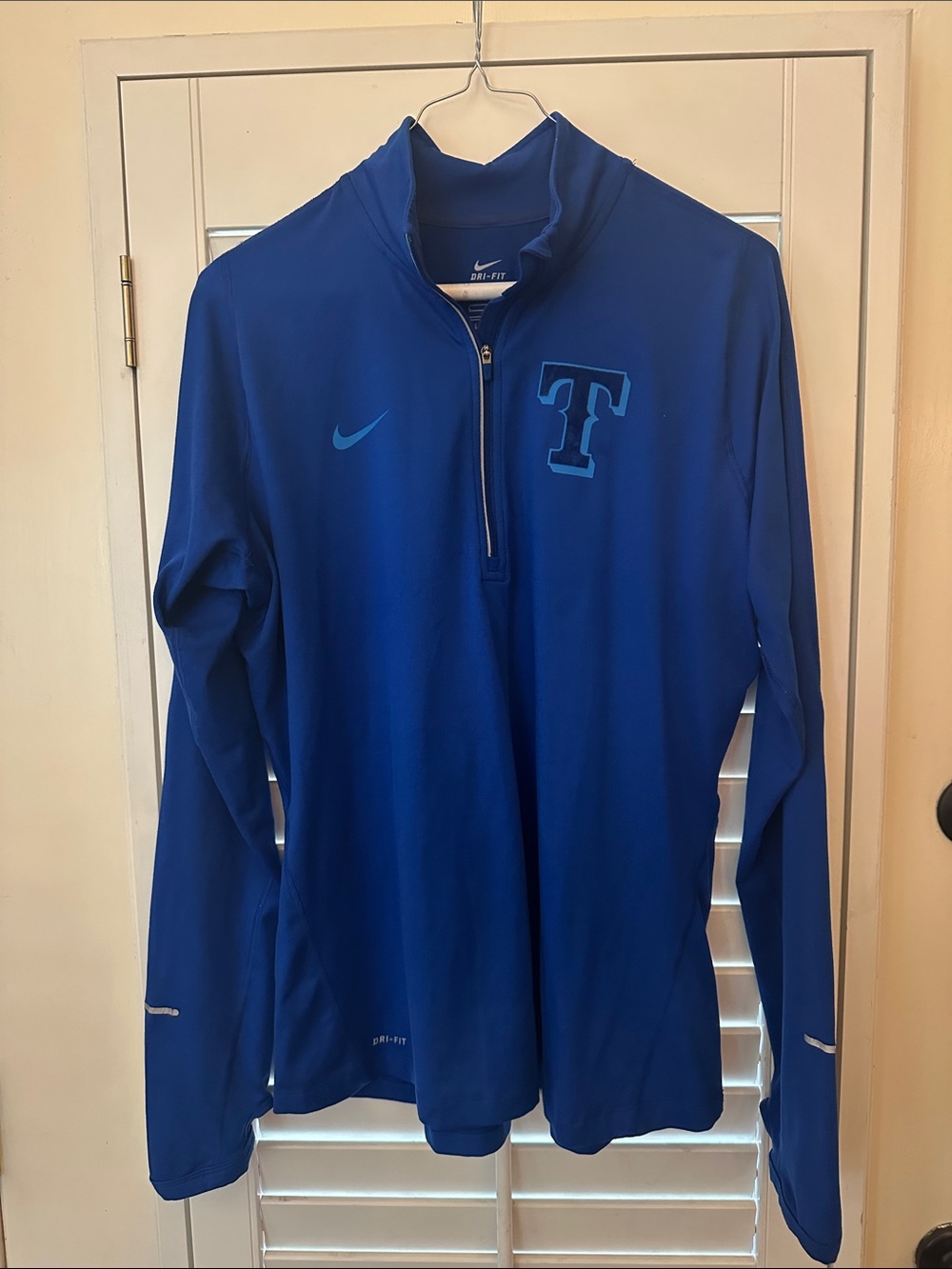 Nike Women’s Blue Quarter-Zip Dri-FIT Pullover with Texas Logo - Texas Rangers